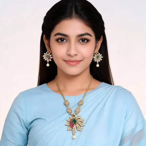 Gold_Alloy_Pendant_Necklace_Set_For_Women