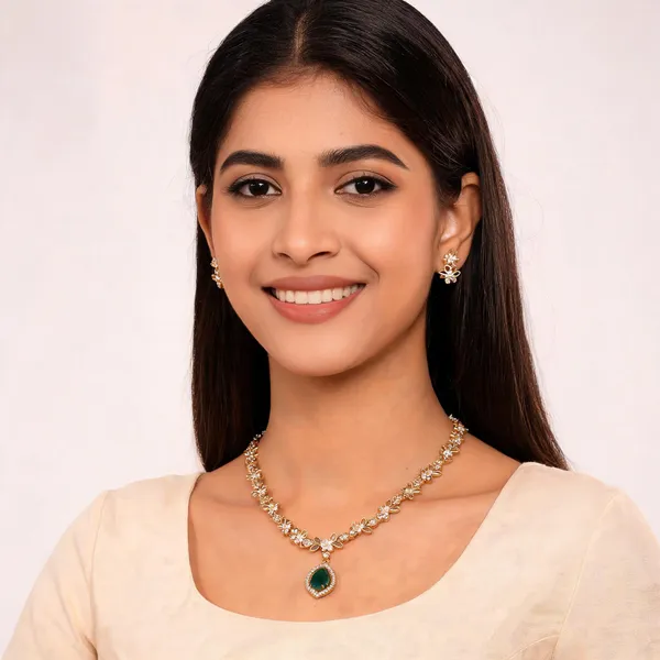 Gold_And_Red_Alloy_Necklace_And_Earrings_Set_For_Women