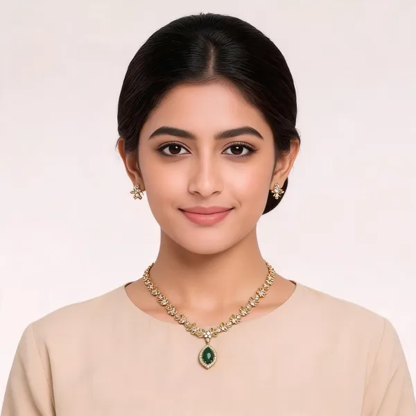 Gold_And_Red_Alloy_Necklace_And_Earrings_Set_For_Women