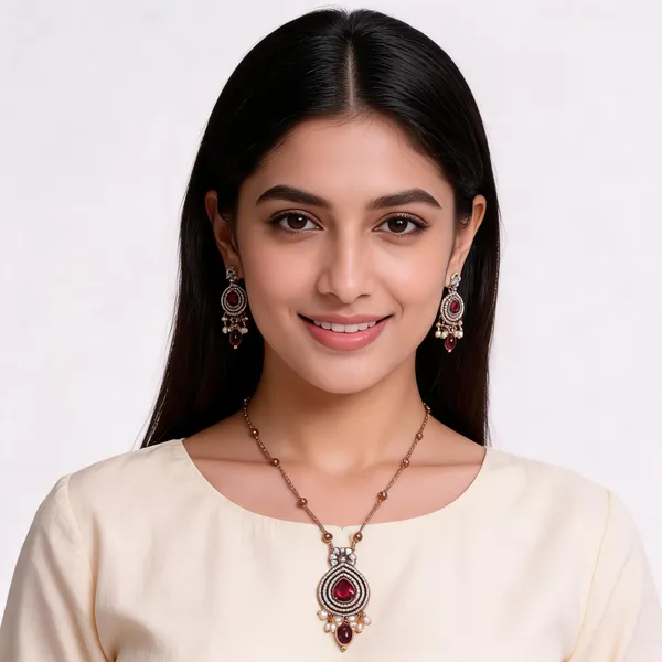 Rose_Gold_And_Red_Alloy_Necklace_And_Earrings_Set_For_Women