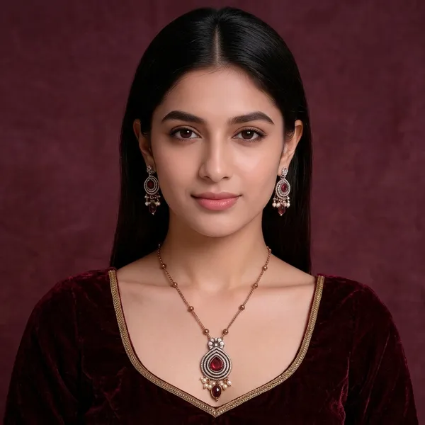Rose_Gold_And_Red_Alloy_Necklace_And_Earrings_Set_For_Women