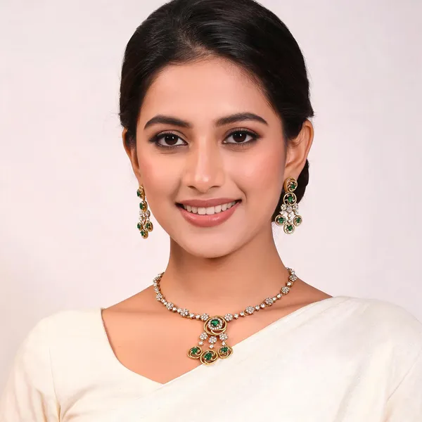 Gold_And_Green_Alloy_Necklace_Set_For_Women