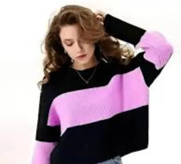 Black_&_Pink_Polyester_Top_For_Women