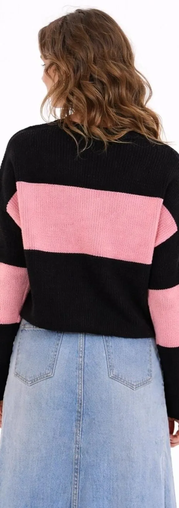 Pink_&_Black_Polyester_Top_For_Women