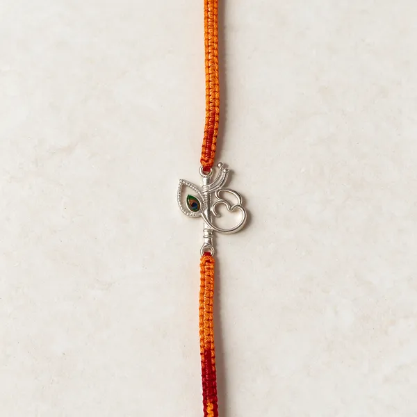 Orange_Silver_92.5%_Men_Rakhi_For_Men