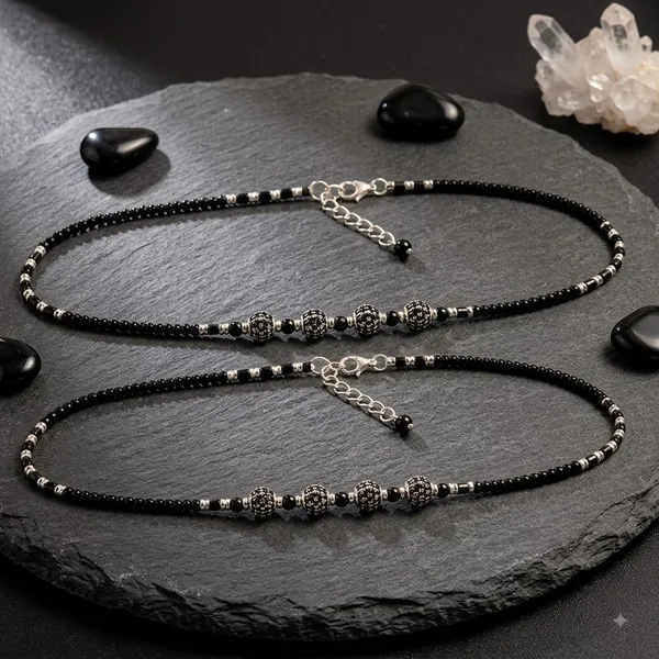 Black_Silver_92.5%_Women_Evil_Eye_Anklet_For_Women