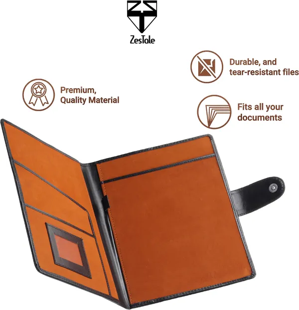 Zestale_Premium_Leatherette_Conference_Document_Folder_Set_Of_1,_Black