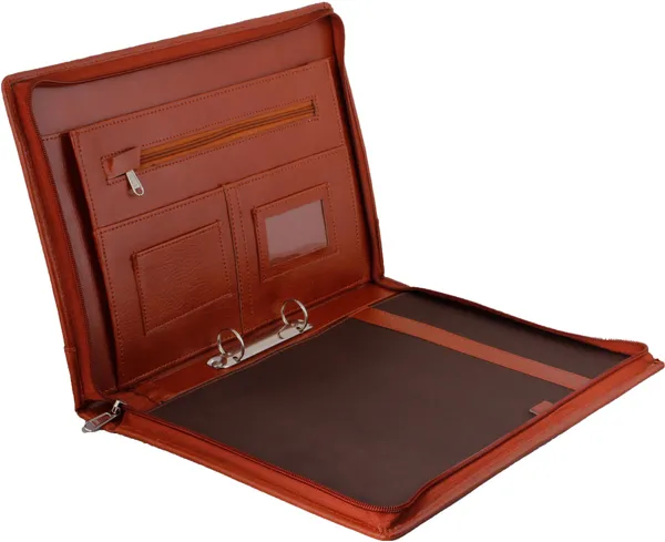 Zestale_Premium_Leatherette_2_Ring_Document_Folder_Without_Leafs_Set_Of_1,_Tan