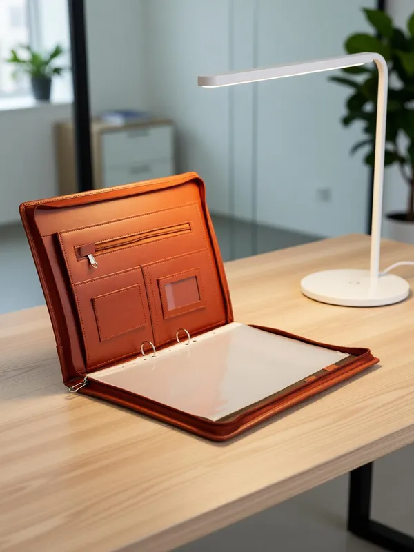 Zestale_Premium_Leatherette_2_Ring_Document_Folder_With_20_Leaf_Set_Of_1,_Tan