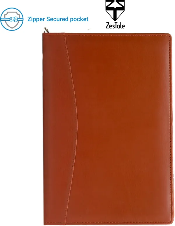 Zestale_Premium_Leatherette_2_Ring_Document_Folder_With_20_Leaf_Set_Of_1,_Tan