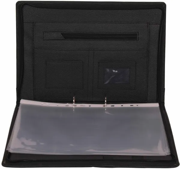 Zestale_Premium_Faux_Leather_2_Ring_Document_Folder_With_Leafs_Set_Of_1,_Black