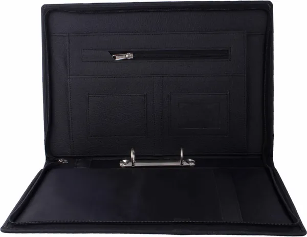 Zestale_Premium_Faux_Leather_2_Ring_Document_Folder_With_Leafs_Set_Of_1,_Black