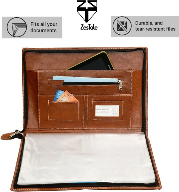 Zestale_Premium_Leatherette_Document_Folder_Set_Of_1,_Brown