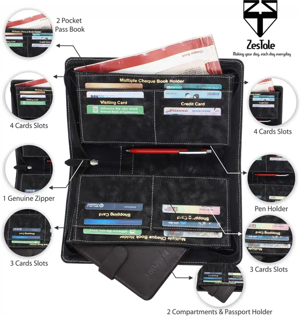 Zestale_Leatherette_Cheque_Book_Holder/Document_Holder_Set_Of_1,_Black
