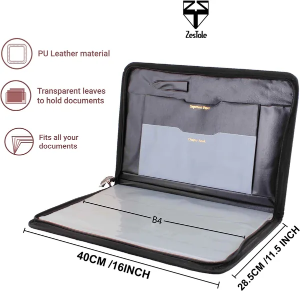 Zestale_Premium_Leatherette_Document_File_Folder/Certificate_Folder_Set_Of_1,_Black