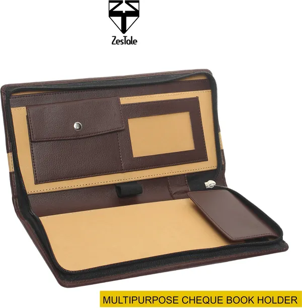 Zestale_Leatherette_Bank_Organizer/Cheque_Book_Holder_And_Passbook_Cover_Set_Of_1,_Multicolor