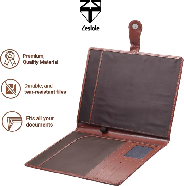 Zestale_Premium_Leatherette_Conference_Document_Folder,Document_Files_For_Certificates_Set_Of_1,_Tan
