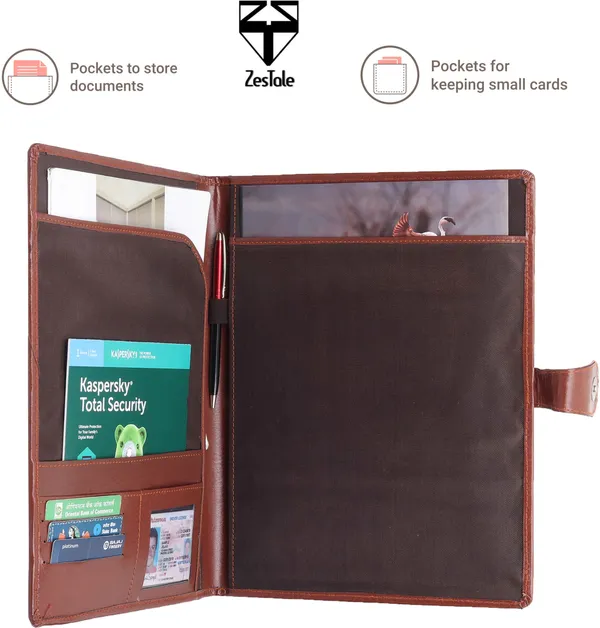 Zestale_Premium_Leatherette_Conference_Document_Folder,Document_Files_For_Certificates_Set_Of_1,_Tan