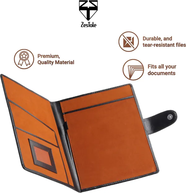 Zestale_Premium_Leatherette_Conference_Document_Folder,Document_Files_For_Certificates_Set_Of_1,_Black