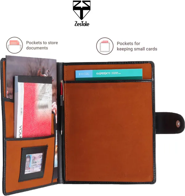 Zestale_Premium_Leatherette_Conference_Document_Folder,Document_Files_For_Certificates_Set_Of_1,_Black