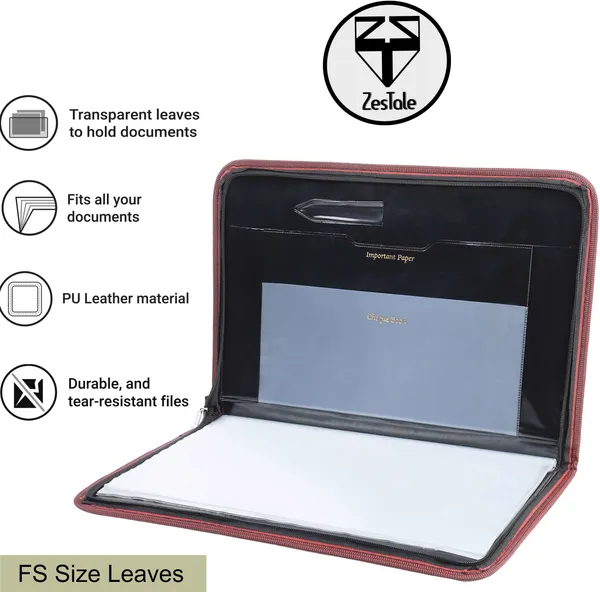 Zestale_Pu_Leather_File_Folder/Document_Holder_20_Leaves_Set_Of_1,_Multicolor