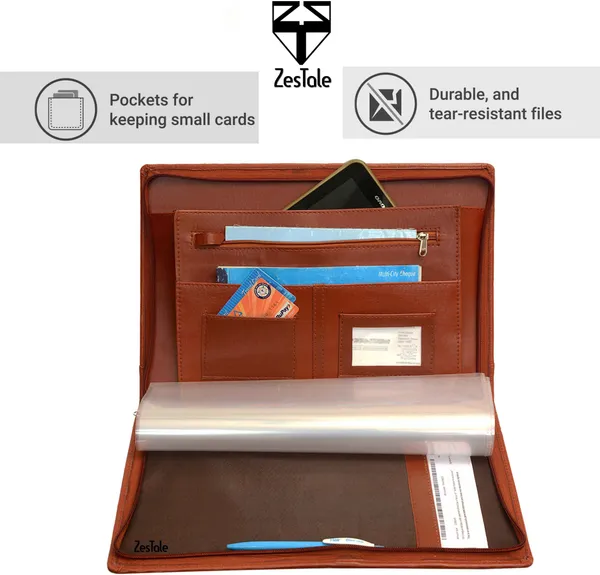 Zestale_Professional_Leatherette_2-Ring_Document_File_Folder/_Certificate_Holder_With_40_Leafs_Set_Of_1,_Tan