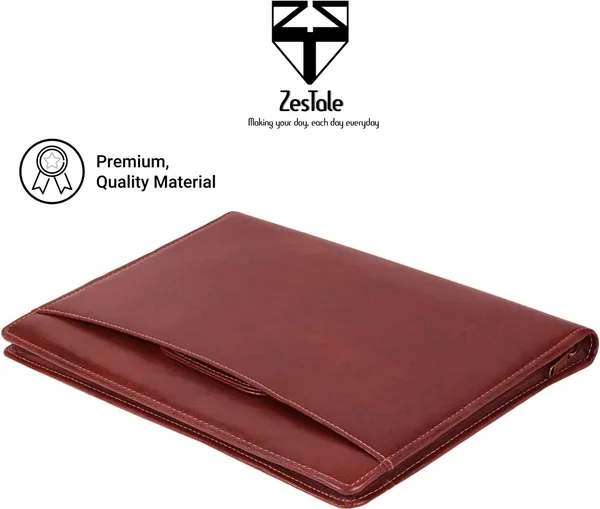 Zestale_Premium_Leatherette_2-_Ring_Handle_Document_File_Folder/_Certificate_Holder_With_10_Leaves_Set_Of_1,_Tan