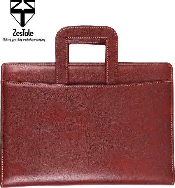 Zestale_Premium_Leatherette_2-_Ring_Handle_Document_File_Folder/_Certificate_Holder_With_20_Leaves_Set_Of_1,_Tan