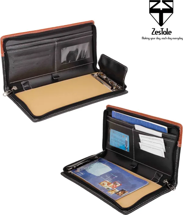Zestale_Pu_Leather_Document_File_Folder_20_Leafs_With_Cheque_Book_Holder_Set_Of_1,_Multicolor_Set_Of_2,_Dark_Brown,_Black