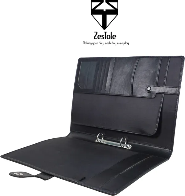 Zestale_Premium_Leatherette_2-Ring_Conference_Document_Bag_/File_Folder_Set_Of_1,_Black