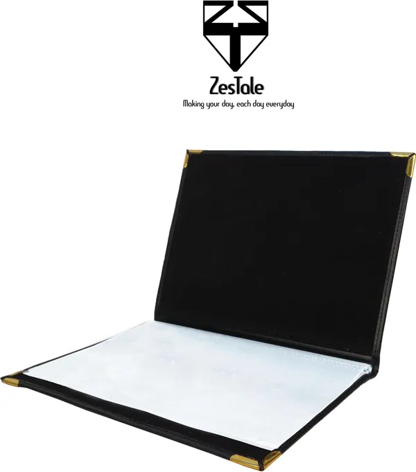 Zestale_Pu_Leather_Menu_Folder/_Restaurant_Menu_Holder_4_Leaves_Set_Of_1,_Black