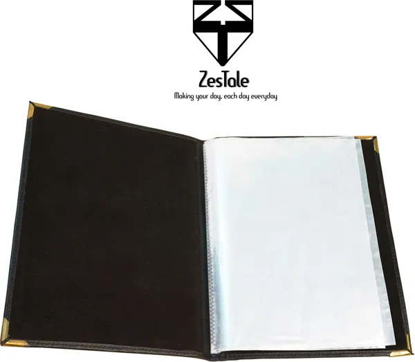 Zestale_Pu_Leather_Menu_Folder/_Restaurant_Menu_Holder_4_Leaves_Set_Of_1,_Black