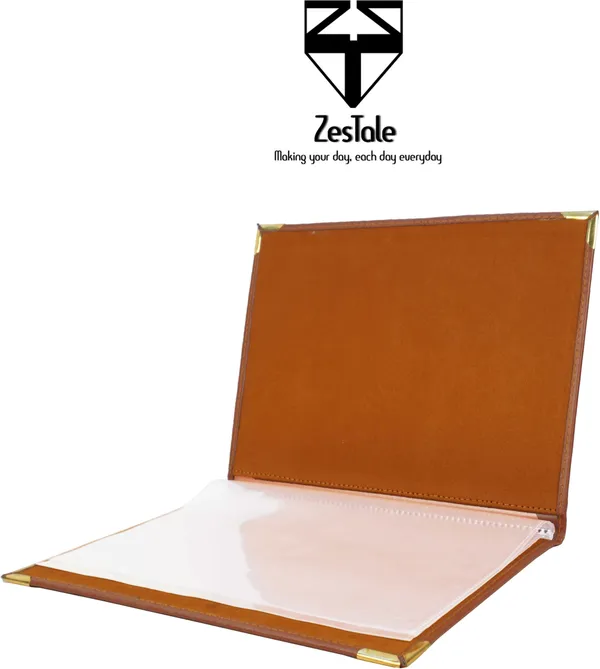 Zestale_Pu_Leather_Menu_Folder/_Restaurant_Menu_Holder_4_Leaves_Set_Of_1_Set_Of_1,_Tan