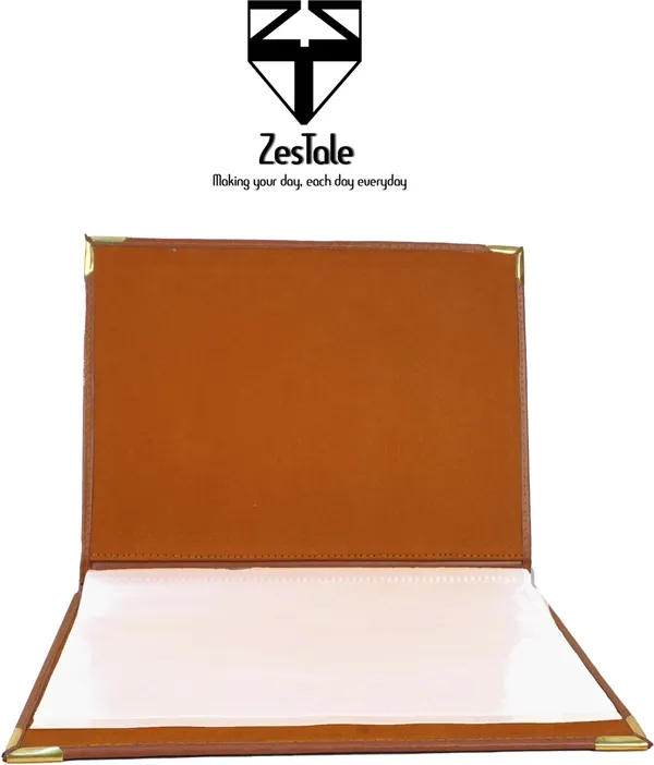 Zestale_Pu_Leather_Menu_Folder/_Restaurant_Menu_Holder_4_Leaves_Set_Of_1_Set_Of_1,_Tan