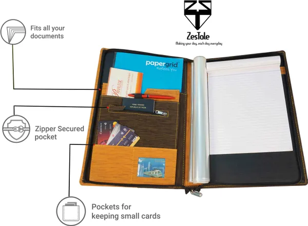 Zestale_Professional_Imported_Pu_Leatherette_File_Folder/Document_Holder_20_Leaves_Set_Of_1,_Multicolor