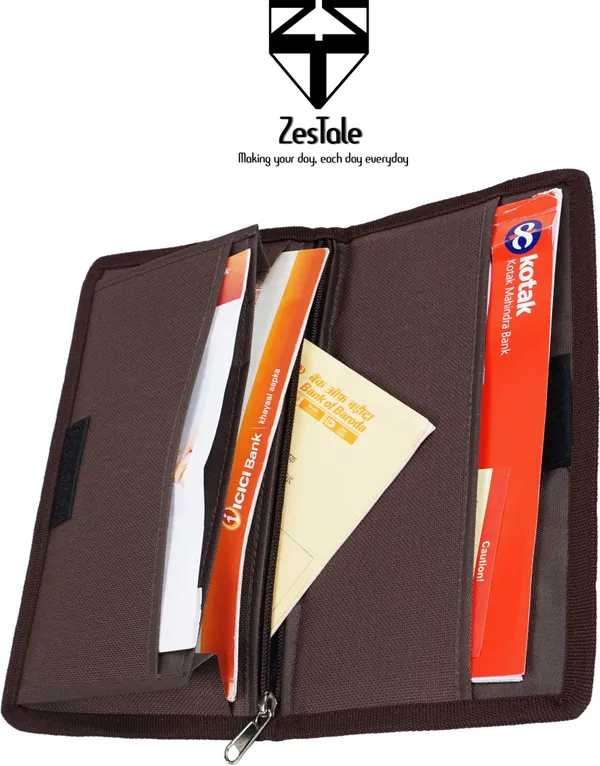 Zestale_Leatherette_Multiple_Cheque_Book/_Passport_Holder_/Car_Document_Holder_Set_Of_1,_Dark_Brown