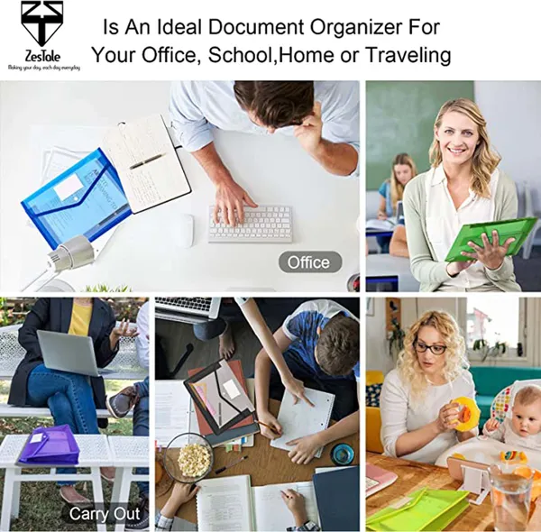 Zestale_Plastic_Envelope_Folder,Transparent_Poly-Plastic_A4_Documents_File_Storage_Bag_With_Snap_Button_Certificate_File_Holder/Document_Folder_For_Certificates_A4/Legal/Bag_For_Document_Set_Of_5,_Multicolor