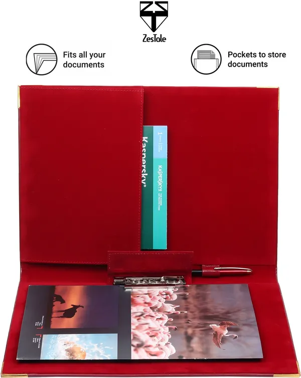 Zestale_Premium_Leatherette_Conference_Document_Folder_Set_Of_1,_Maroon