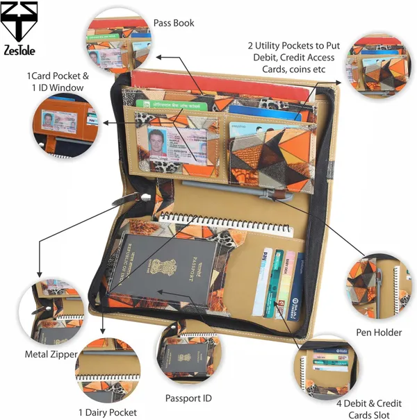 Zestale_Leatherette_Cheque_Book_Holder_With_Debit_Credit_Card_Holder_Set_Of_1,_Multicolor