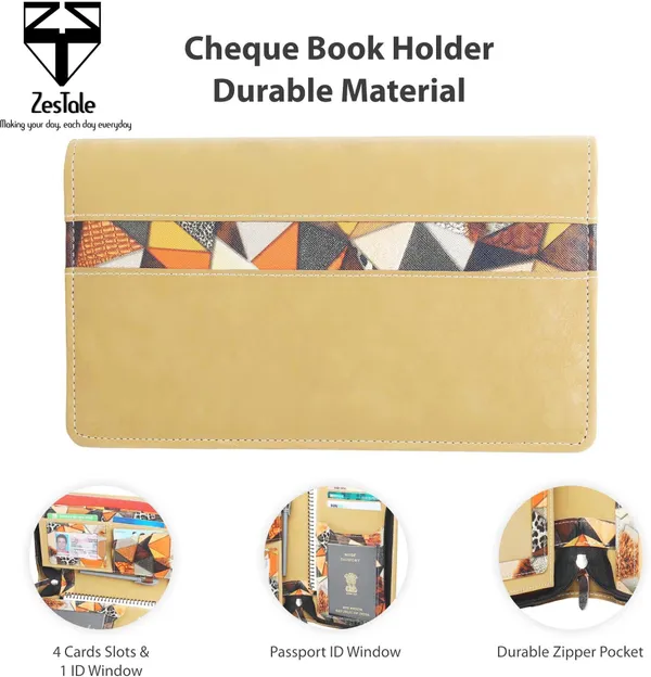 Zestale_Leatherette_Cheque_Book_Holder_With_Debit_Credit_Card_Holder_Set_Of_1,_Multicolor