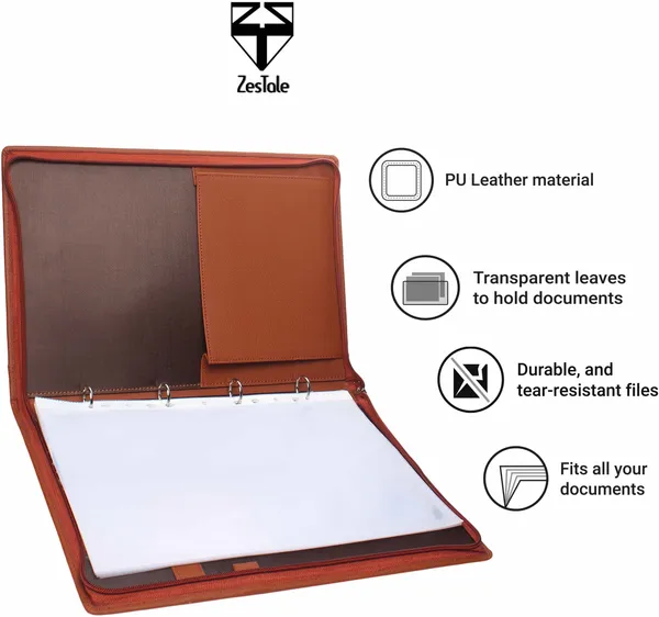Zestale_Professional_Leatherette_4_Ring_Document_File_Folder_With_20_Leaf_Set_Of_1,_Tan