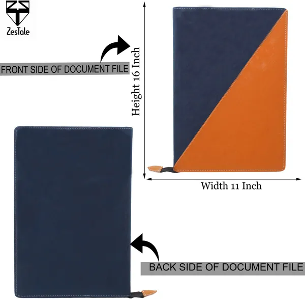 Zestale_Leatherette_Document_File_Folder,_Certificate_Holder_Set_Of_1,_Brown_,_Navy
