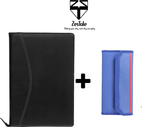 Black_And_Blue_Faux_Leather_File_Folder