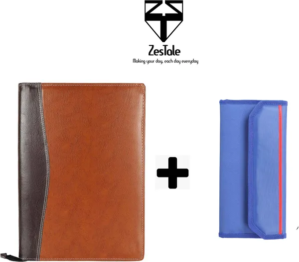 Zestale_Professional_Leatherette_Combo_Of_File_Folder/Document_Holder_And_Multiple_Cheque_Book_/Passbook_/Passport_/Vehicle_Document_Holder_For_Men_And_Women_Set_Of_2,_Brown,_Blue