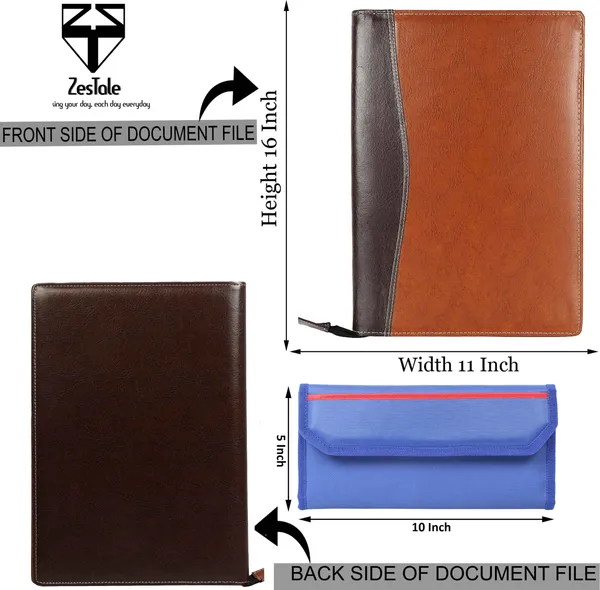 Zestale_Professional_Leatherette_Combo_Of_File_Folder/Document_Holder_And_Multiple_Cheque_Book_/Passbook_/Passport_/Vehicle_Document_Holder_For_Men_And_Women_Set_Of_2,_Brown,_Blue