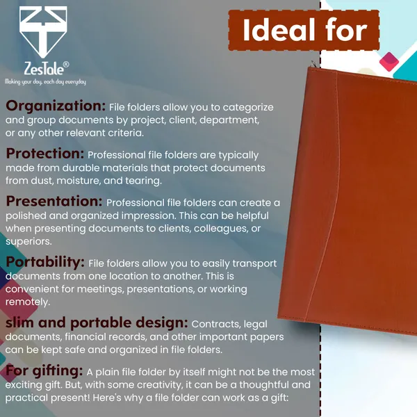 Zestale_Professional_Leatherette_4_Ring_Document_File_Folder/_Certificate_Folder/Document_Holder_With_40_Leaves_Set_Of_1,_Tan