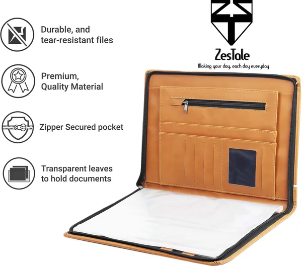 Zestale_Premium_Pu_Leatherette_Multipurpose_File_Folder/Document_Holder/Certificate_File20_Leaves_Set_Of_1,_Tan