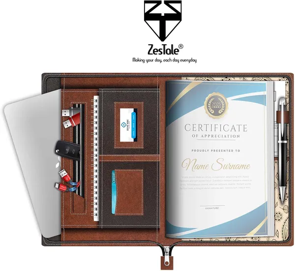 Zestale_Pu_Leather_Multi_Purpose_File_Folder/Document_Holder/Certificate_File20_Leaves_Set_Of_1,_Brown