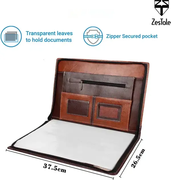 Zestale_Premium_Leatherette_Multipurpose_Pu_Leather_Document_Folder_Set_Of_4,_Brown