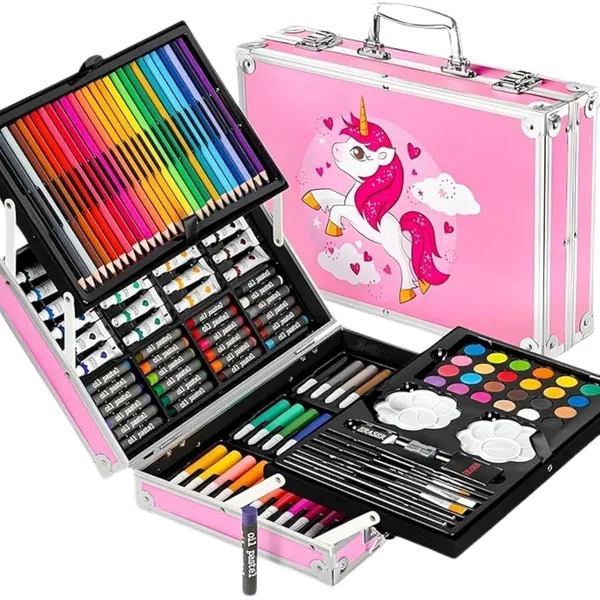 Art_Set_For_Kids_145_Pieces_Drawing_Kit_With_Colour_Pencils_Oil_Pastels_Paint_Brushes_Unicorn_Theme_Art_Set